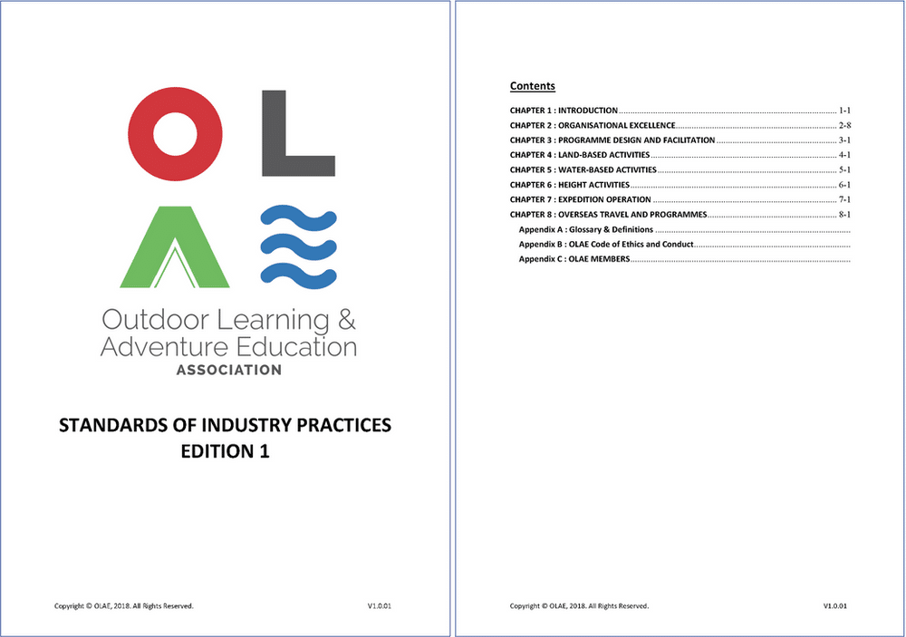 Standards of the Outdoor Learning and Adventure Education Association, 2018.