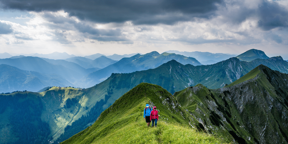 People backpacking in the wilderness