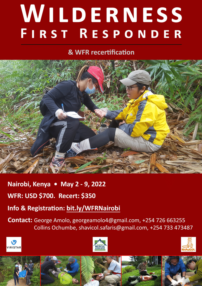 Viristar Wilderness First Responder & WFR Recert course, Nairobi Kenya May 2022